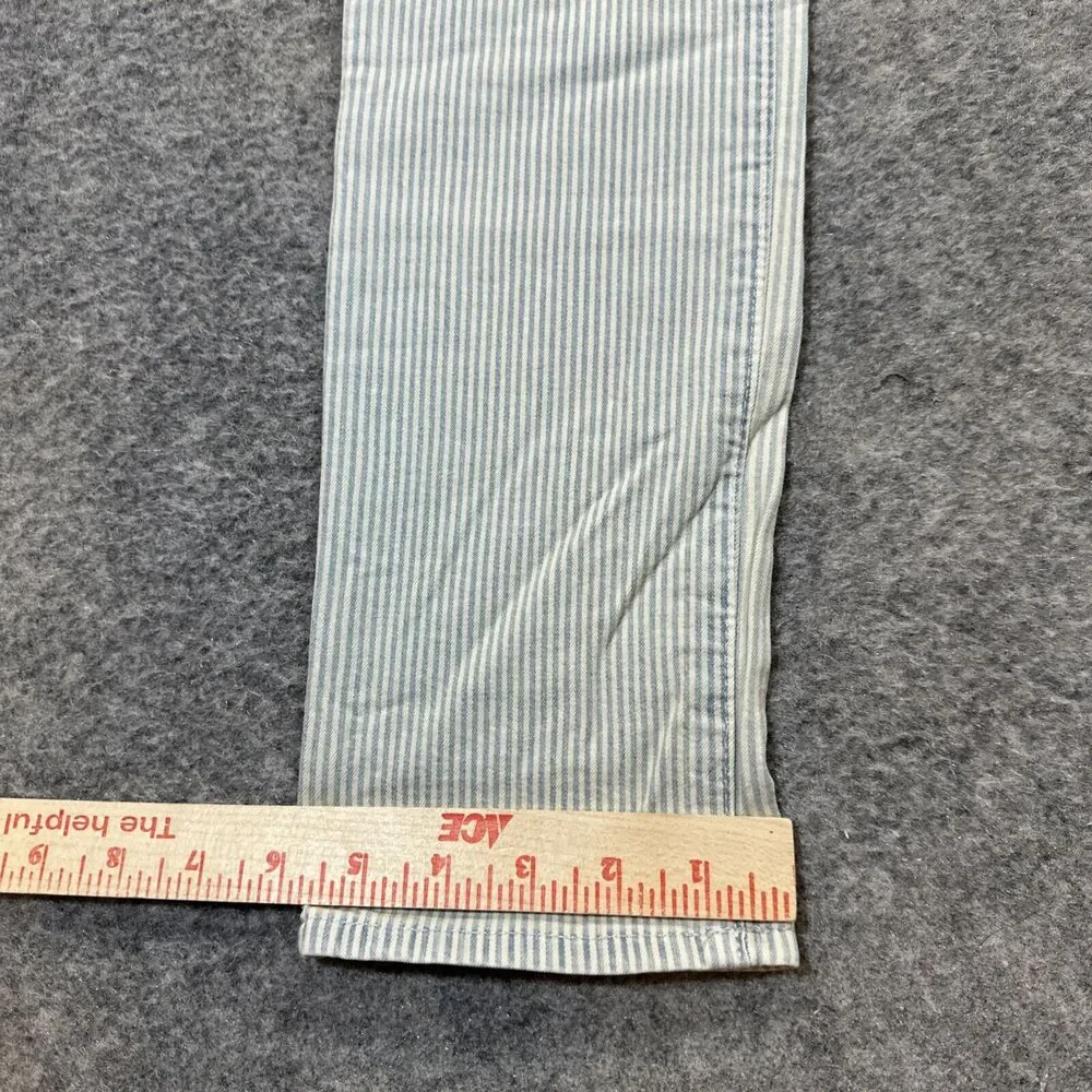 New Gap 1969‎ Girlfriend Jeans Womens 25r White Blue Pinstripe Bleached Railroad